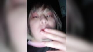 デブ女装は車で射精