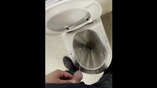 Public Urinate with Foreskin Pullback – Uncircumcised Puny Pipe in a Deutsche Bahn Teach