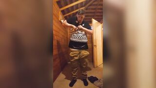 One of my first-ever public unclothe & clothes destruction videos in my local park public shower in wide da