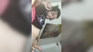 Steamy Man Groans and Smokes Weed While Wanking Humungous Uncircumcised Jizz-shotgun