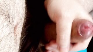 Masturbating My Enormous Milky Uncircumcised Prick Up Close