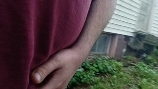 Sean walkin around yard n urinates