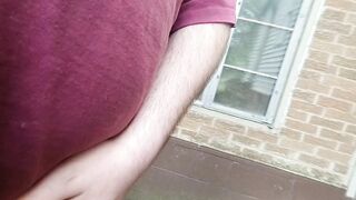 Sean walkin around yard n urinates