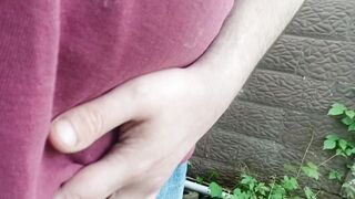 Sean walkin around yard n urinates