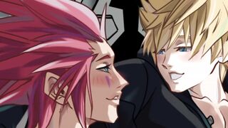 Axel and Roxas frolicking in sofa - KH homosexual parody animated