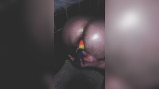 Widely opened Fuck-hole with Gym Barbell Weight