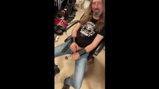 Longhairdude shoots geyser in thin Dump On denim, Fresh Rock Footwear, tshirt