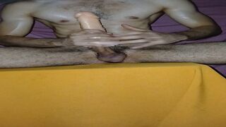 Gargling and caressing faux-cock salami before pulverizing it to jizm