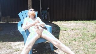 Naturist basks in the sun with his prick and butt out for showcase