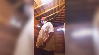 Risky exhibitionist in park shower displaying off with nip forceps on & tearing clothes off!