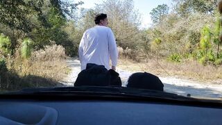 One of my very first public exhib disrobe movies during wide daylight on a mess road!