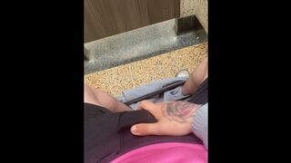 Scottish chav plays with pecker in trunks outdoors