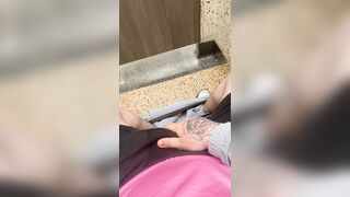 Scottish chav plays with pecker in trunks outdoors