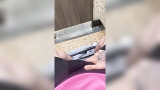 Scottish chav plays with pecker in trunks outdoors