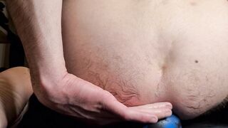 Extraordinary buttfuck opening up with my monstrous blue egg butt-plug