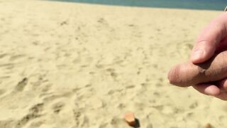 Pissing on a public beach
