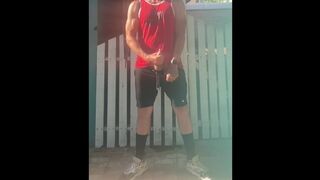 Hasty Outdoor Fap and Jizm from JockDad87