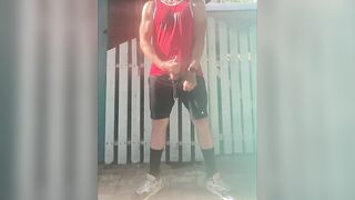 Hasty Outdoor Fap and Jizm from JockDad87