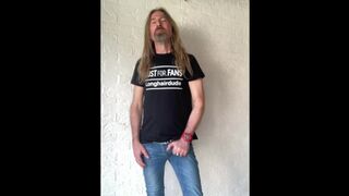 Longhairdude in debut JFF flick - Unload On Bony Denim, Fuck-fest belt, JFF tshirt