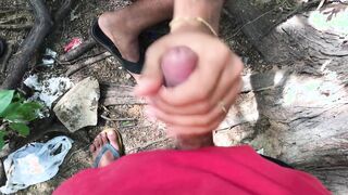 33 In the middle of the trail, we stopped for a suck off