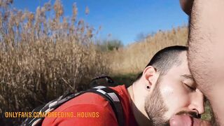 Emo boy deep-throating his heterosexual roomate beefstick publicly in the trails like a hog.