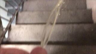 Peeing in a Public Stairwell - Urinating in Public