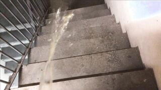 Peeing in a Public Stairwell - Urinating in Public