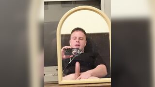 Jerkinf off my huge uncircumcised stiffy - jizz on OF
