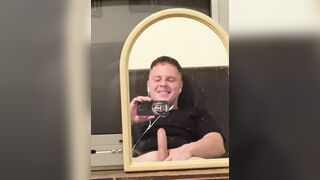 Jerkinf off my huge uncircumcised stiffy - jizz on OF