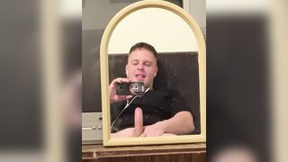 Jerkinf off my huge uncircumcised stiffy - jizz on OF