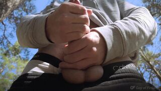 SCHOOL WOLF TUGGING OFF AND NAILING FLESHLIGHT IN THE WOODS