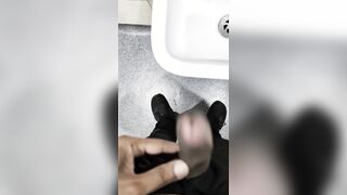 toying with dick in public rest room not jism