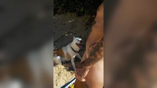 Chilling and flashing my ginormous lollipop at the beach