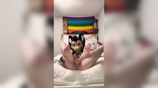 Wooly Flashes off Soles & jacks off