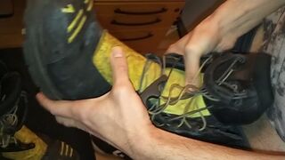 ultra low and taut circumcised jizzing on buddies Haix shoes