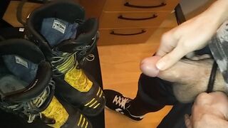 ultra low and taut circumcised jizzing on buddies Haix shoes