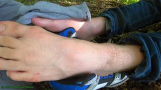 Take off Buddies boots and socks