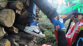 Take off DC boots of ash-blonde teenie stud