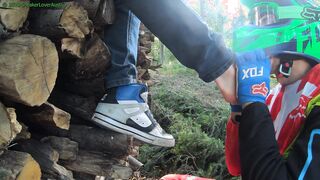 Take off DC boots of ash-blonde teenie stud