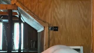 school twink dry tears up cushion and demonstrates fuckhole at the camera