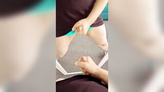 Double Trouser snake - masturbating off in the mirror and came on my own reflection