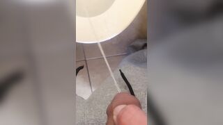 taking a lengthy urinate with a schlong