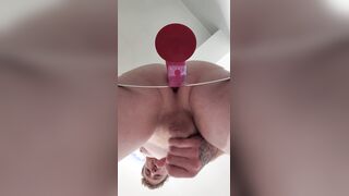 POINT OF VIEW Fresh Fucktoy UP Close Look Thru The Glass Table Sitting On The Self Pushing FAUX-COCK Internal ejaculation Mysel