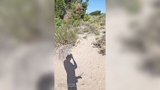 Bare beach stroking off ample uncircumcised jizz-shotgun