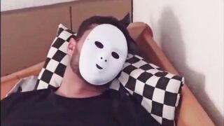 A stud gets pulverized by a hooded guy who makes him gulp his spunk