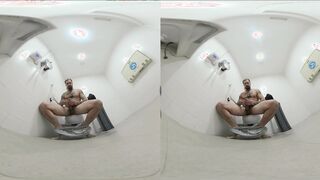 Edging in Public Restroom After Beach Exercise – 8K VR180 Taunt (Total on OF & FH)