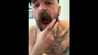 Dad gooning like a monkey and shooting spunk all over the floor