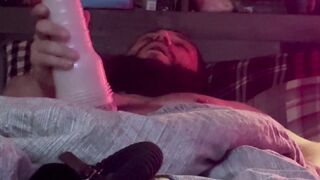 Hubby crams fleshlight