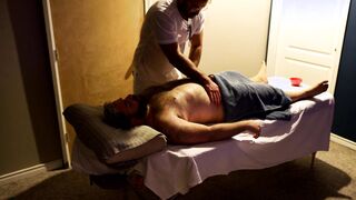 Rugby player gets rock-hard during his rubdown and one thing leads to another