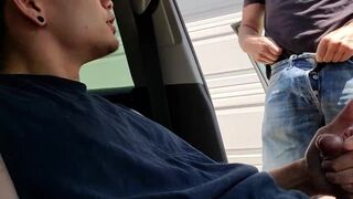 Jizzing in public alley